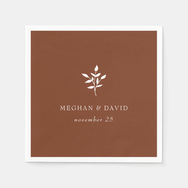 Rustikale Terracotta Einfache Moderne Botanische H Serviette (Vorderseite)