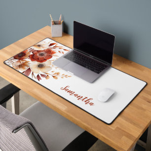 Rustikale Terracotta Floral Name Schreibtischunterlage