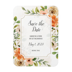 Rustikale Terracotta Floral Save the Date Magnet