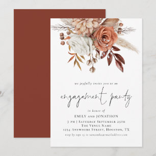 Rustikale Terracotta Florals Script Engagement Par Einladung