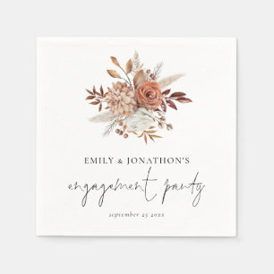 Rustikale Terracotta Florals Script Engagement Par Serviette