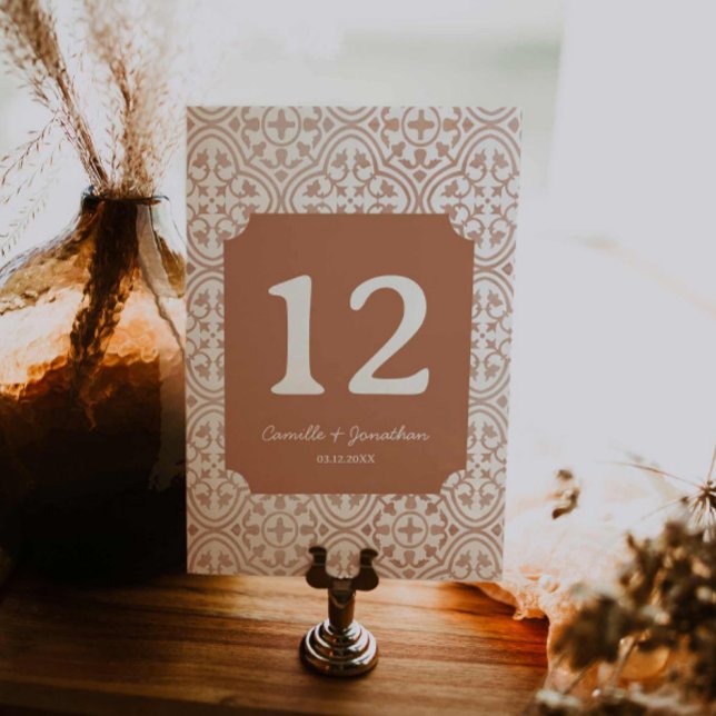 Rustikale Terracotta Hochzeitstichtafel Tischnummer (Rustic Terracotta Wedding Table Number)