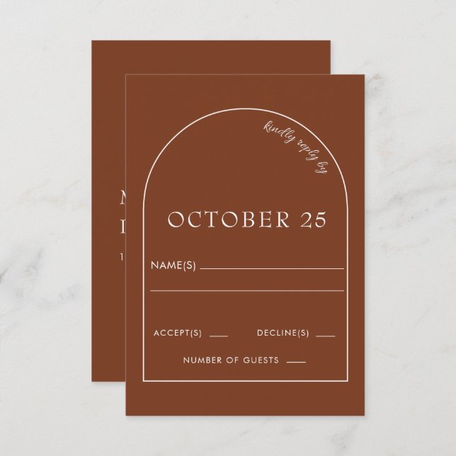 Rustikale Terracotta Moderne Arch Wedding RSVP Car (Vorne/Hinten)