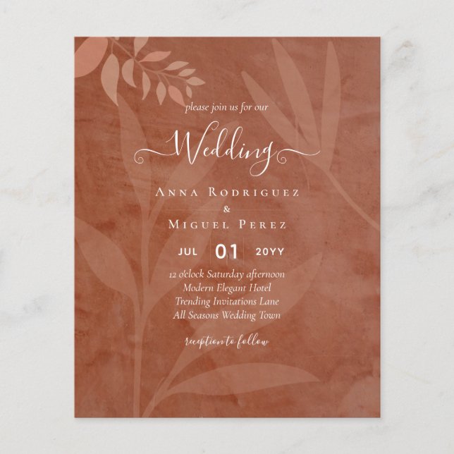 Rustikale Terracotta-Overlay-Hochzeit Flyer (Vorne)