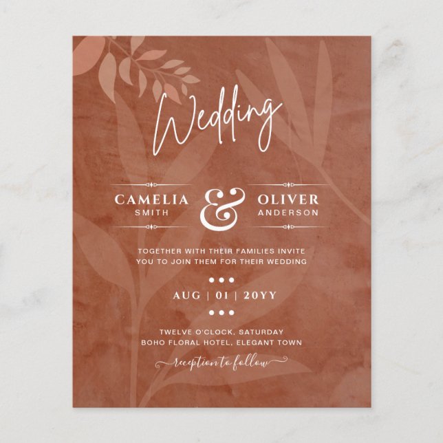 Rustikale Terracotta-Overlay-Hochzeit Flyer (Vorne)