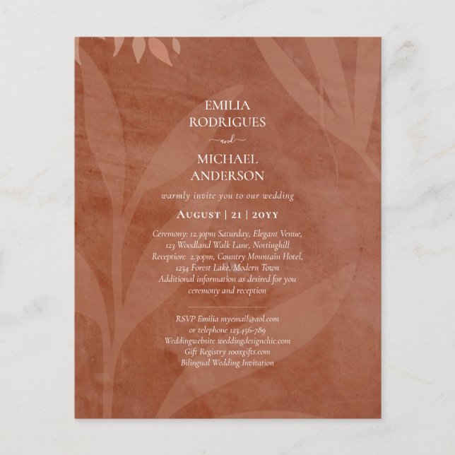 Rustikale Terracotta-Overlay-Hochzeit Flyer (Vorne)