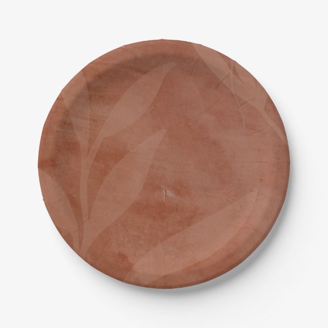 Rustikale Terracotta-Overlay-Hochzeit Pappteller (Vorderseite)