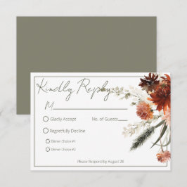 Rustikale Terracotta Rost Blume Hochzeit RSVP Karte