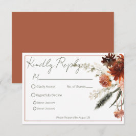 Rustikale Terracotta Rost Blume Hochzeit RSVP Karte