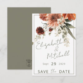 Rustikale Terracotta Rost Blume Hochzeit Save The Date