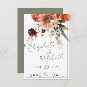 Rustikale Terracotta Rost Blume Hochzeit Save The Date
