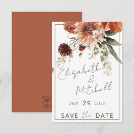 Rustikale Terracotta Rost Blume Hochzeit Save The Date