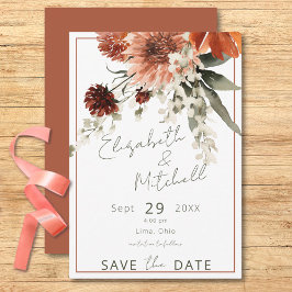 Rustikale Terracotta Rost Blume Save The Date