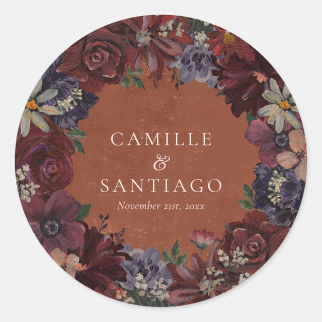 Rustikale Terracotta Runder Aufkleber (Vorderseite)