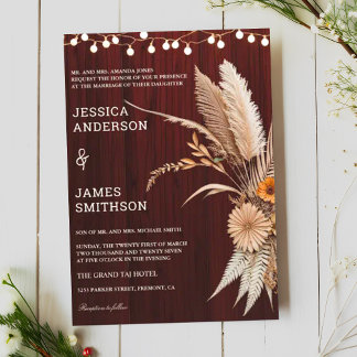 Rustikale Terracotta und Maroon Florals Wedding Einladung