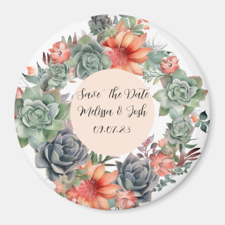 Rustikale Terracotta und Silberseide - Magnet für 