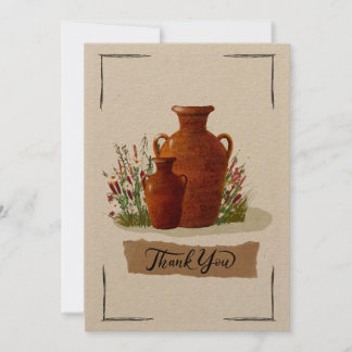 Rustikale Terracotta Vase Dankeschön Karte mit flo