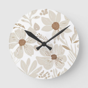 Rustikale Terracotta-Wildblume Boho Eclectic Desig Runde Wanduhr