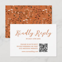 Rustikale Terrakotta-Blumen-Hochzeit QR-Code-RSVP-