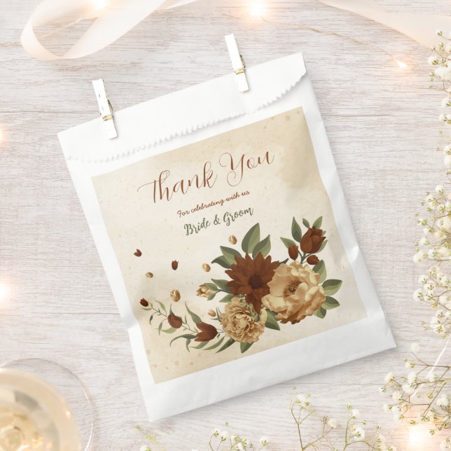 rustikale Terrakotta Blumengrün Hochzeit Geschenktütchen (Ausgeschnitten)