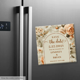 Rustikale Terrakotta Elfenbein Oliven Blumen Save  Magnet