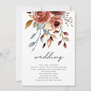 Rustikale Terrakotta-Florals QR-Code-Hochzeit Einladung