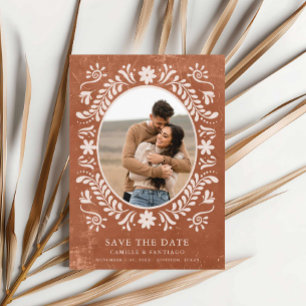 Rustikale Terrakotta-Foto-Save-the-Date-Karte Save The Date