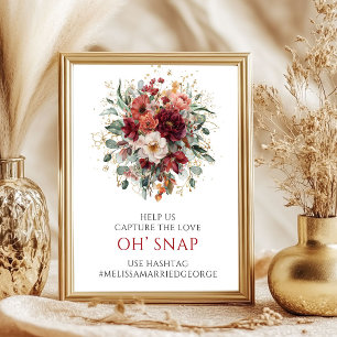Rustikale Terrakotta-Herbst-Blumen-Oh-Snap-Sign Poster