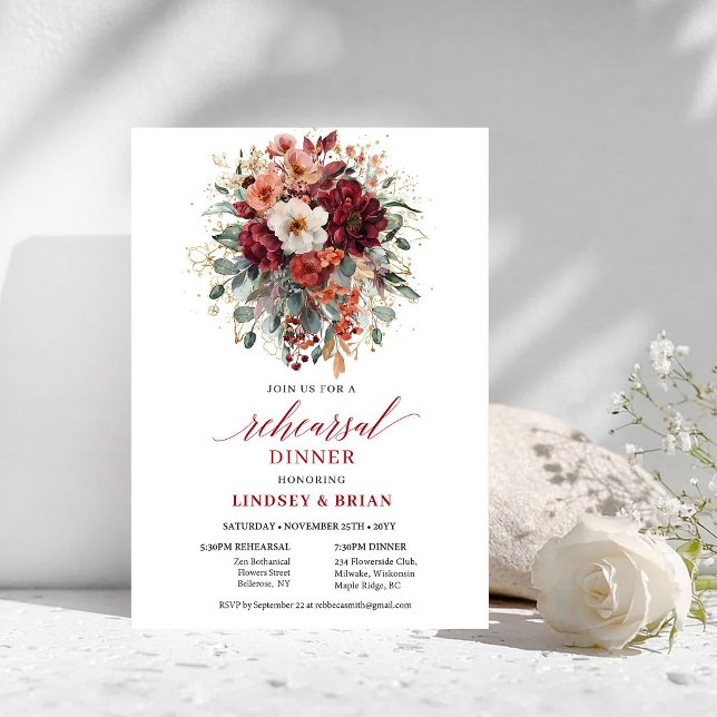 Rustikale Terrakotta-Herbst-Probeessen-Einladung Einladung (Rustic Terracotta Autumn Rehearsal Dinner Invitation

)