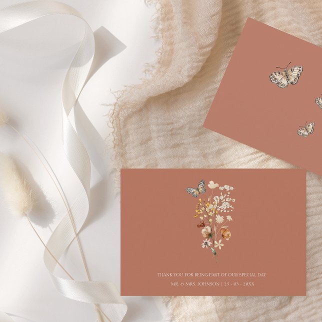 Rustikale Terrakotta Herbstliche Wildblumen Hochze Dankeskarte (Von Creator hochgeladen)