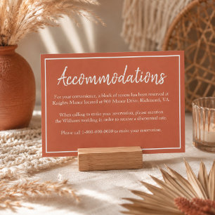 Rustikale Terrakotta-Hochzeitsinformationen Begleitkarte