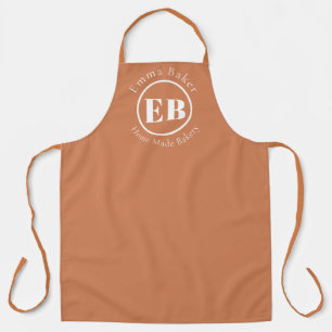 Rustikale Terrakotta-Monogramm-Barista-Bäckerei-Sc Schürze