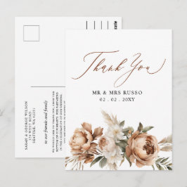 Rustikale Terrakotta Pampas Boho Blumen Dankeschön Postkarte