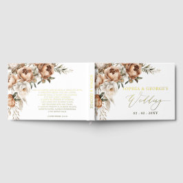 Rustikale Terrakotta-Pampas-Boho-Blumen-Herbsthoch Gästebuch