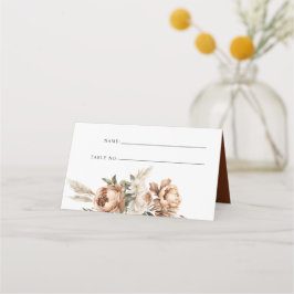 Rustikale Terrakotta-Pampas-Boho-Blumen-Herbsthoch Platzkarte