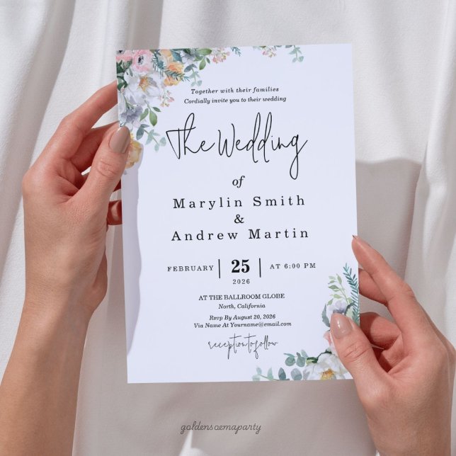 Rustikale Terrakotta- und orangefarbene Herbst-Blu Einladung (Rustic Terracotta and Orange Autumn Floral wedding Invitation)
