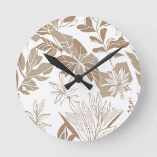 Rustikale Terrakotta-Wildblumen-Boho-Eklektondesig Runde Wanduhr