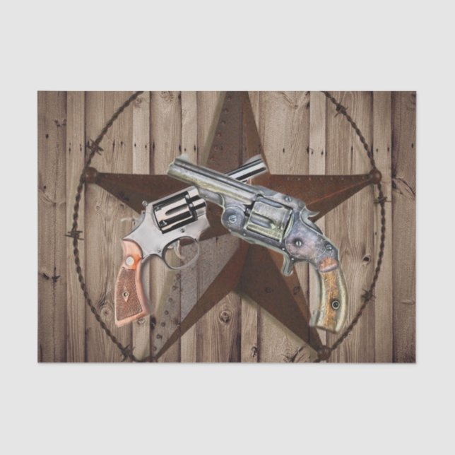 rustikale Texas Star Cowboy Western Pistolen Seidenpapier (Vorderseite)