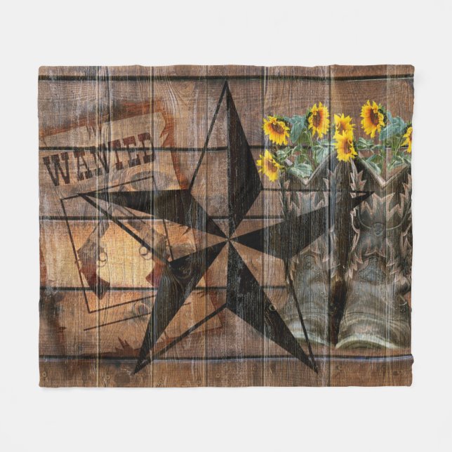 Rustikale Texas Star Western Pistol Cowboy Boots Fleecedecke (Vorderseite (Horizontal))