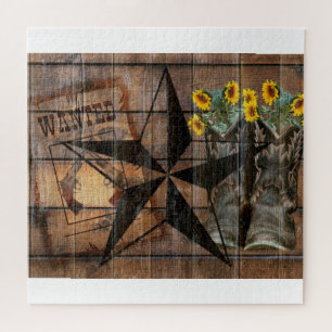 Rustikale Texas Star Western Pistol Cowboy Boots Puzzle