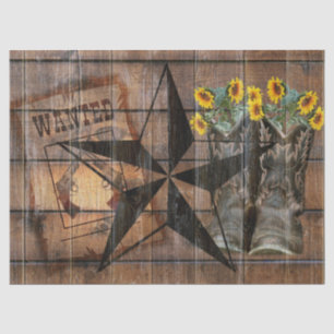 Rustikale Texas Star Western Pistol Cowboy Boots Seidenpapier