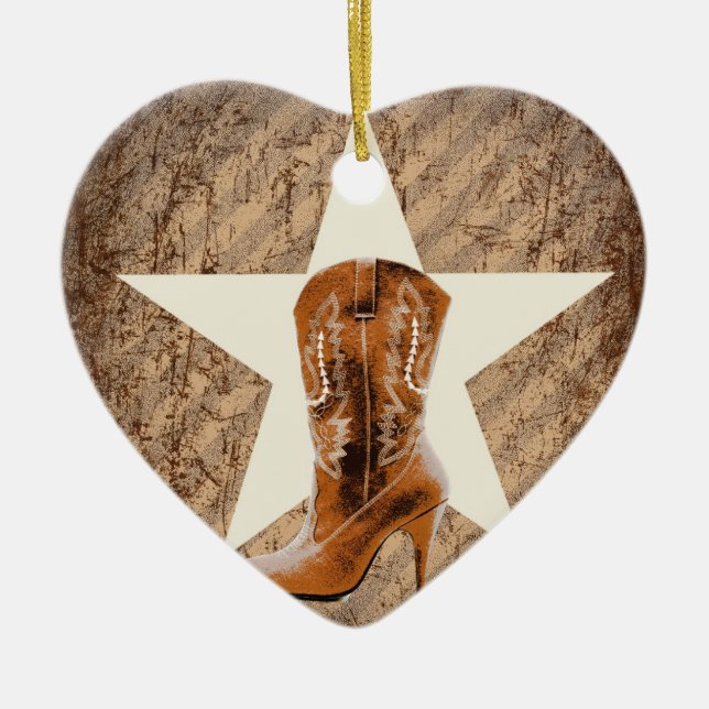 rustikale Texas Western Country Cowgirl Keramik Ornament (Vorne)