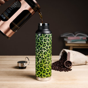 Rustikale Textilien Leopard drucken grün Trinkflasche
