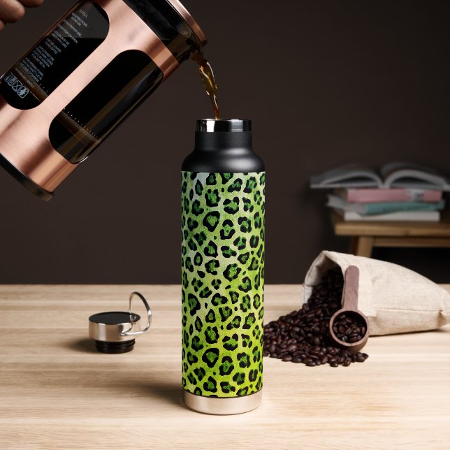 Rustikale Textilien Leopard drucken grün Trinkflasche (Kaffee)