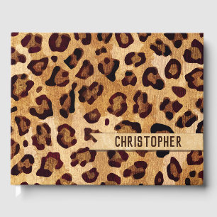 Rustikale Textilienleopard - Name Gästebuch
