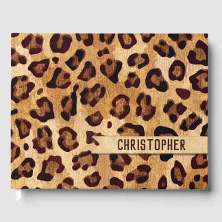 Rustikale Textilienleopard - Name Gästebuch