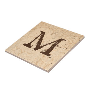 Rustikale Textur Landhausstil Beige Monogramm Fliese