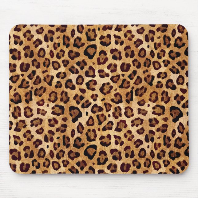 Rustikale Textur Leopard Print Mousepad (Vorne)