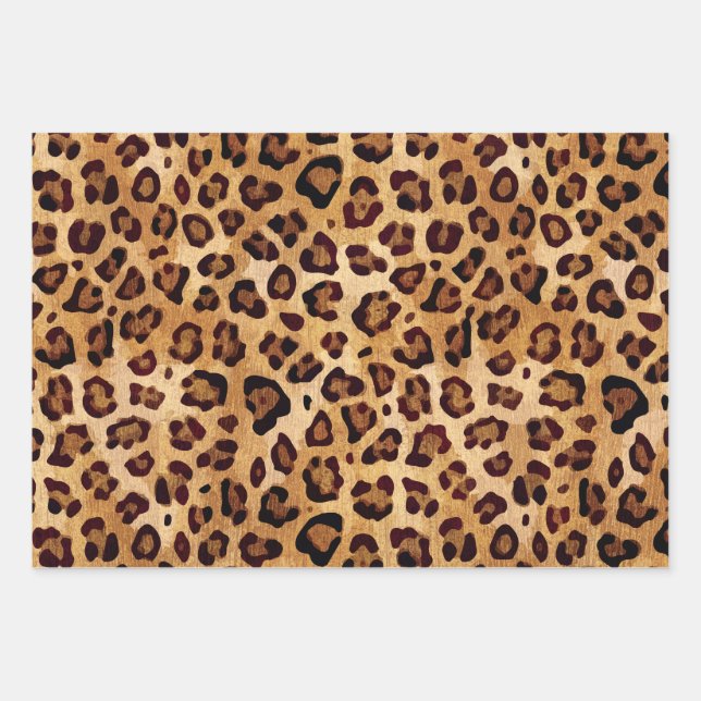 Rustikale Textur Leopardrucke Geschenkpapier Set (Vorderseite)