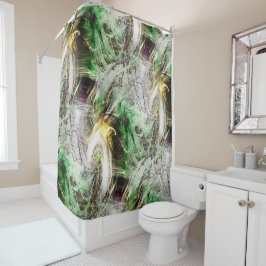 Rustikale Textur unter schwimmender grüner und gel Duschvorhang